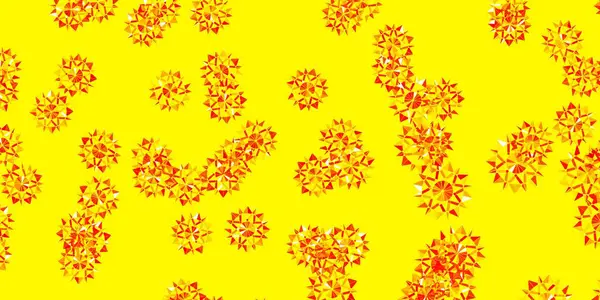 Hellroter Gelber Vektorhintergrund Mit Weihnachtsschneeflocken Bunte Abstrakte Illustration Mit Schneeflocken — Stockvektor