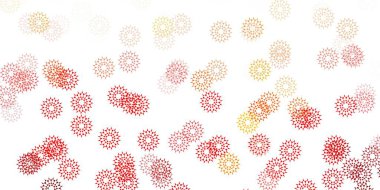 Açık kırmızı, sarı vektör karalama desenli çiçekler. Origami tarzı çiçeklerle soyut illüstrasyon. İşiniz için en iyi tasarım.