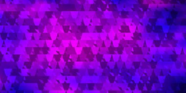 Üçgenli koyu mor vektör arkaplan. Renkli üçgenlerin olduğu bir resim. İniş sayfaları için şablon.