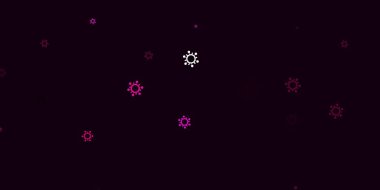 Koronavirüs elementli açık pembe vektör deseni. Dekoratif tarzında renkli işaretleri olan akıllı illüstrasyon. Tehlike ateşine karşı basit çizim.