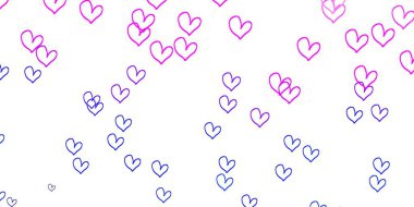 Açık pembe, tatlı kalpli mavi vektör arkaplan. Romantik bir şekilde renkli kalplerle soyut bir tasvir. Sevgililer günü ilanı ve kitapçıkları için bir model..