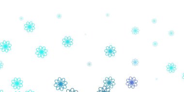 Açık pembe, çiçekli mavi vektör doğal sanat eseri. Sıradan arka planda çiçekler olan basit bir tasarım. Bahar partileri için renkli desen.