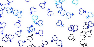 Feminizm elementleriyle açık mavi vektör deseni. Kadın gücünün resmedildiği soyut bir çizim. Kadınların gücünü göstermek için en iyi tasarım..