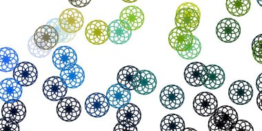 Açık mavi, daire şekilli sarı vektör düzeni. Doğa tarzında renkli noktaları olan soyut illüstrasyon. İş ilanları için şablon.