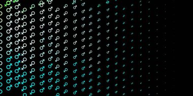 Koyu mavi, kadın sembollü yeşil vektör arka planı. Kadınların güç ve güç göstergelerini gösteren bir ilüzyon. Duvar kağıtları için zarif tasarım.