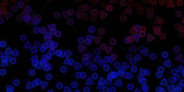 Lacivert, kırmızı vektör arkaplan ve gizemli semboller. Sihirli ruhani güç işaretleri olan bir ilüzyon. Gizemli, mistik tasarımlar için arkaplan.