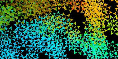 Çokgen şekilli koyu mavi vektör deseni. Soyut arkaplanda renkli eğimli üçgenler. Web siteleri için desen.