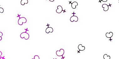 İş kadını işaretleriyle açık pembe vektör şablonu. Modern stilde eğilim gösteren renkli feminizm sembolleri. Kadınların gücünü göstermek için en iyi tasarım..