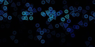 Sihirli elementlerle koyu mavi vektör deseni. Gotik eğilimli soyut illüstrasyon. Okült tasarımın için basit bir temel.