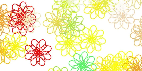 Hellgrüne Rote Vektor Doodle Textur Mit Blumen Illustration Mit Abstrakten — Stockvektor
