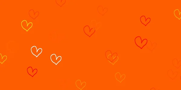 Ελαφρύ Πορτοκαλί Διανυσματική Υφή Υπέροχες Καρδιές Όμορφη Έγχρωμη Απεικόνιση Καρδιές — Διανυσματικό Αρχείο