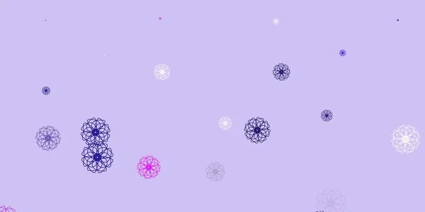 Světle Fialové Růžové Vektorové Čmáranice Pozadí Květinami Ilustrace Abstraktními Barevnými — Stockový vektor