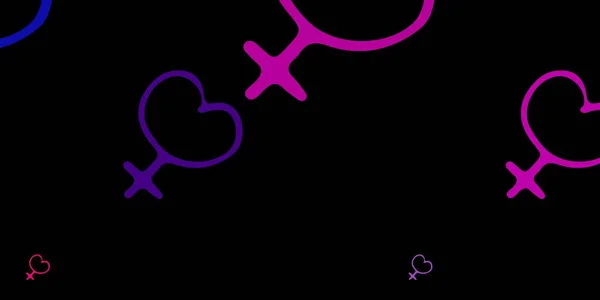 Σκούρο Πολύχρωμο Διανυσματικό Φόντο Σύμβολα Δύναμης Της Γυναίκας Απλός Σχεδιασμός — Διανυσματικό Αρχείο