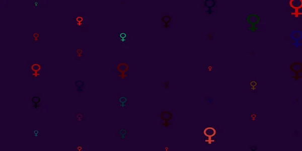 Lekka Wielokolorowa Struktura Wektorowa Symbolami Praw Kobiet Kolorowe Symbole Feminizmu — Wektor stockowy