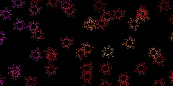 Fond Rose Foncé Vecteur Jaune Avec Des Symboles Virus Symboles — Image vectorielle