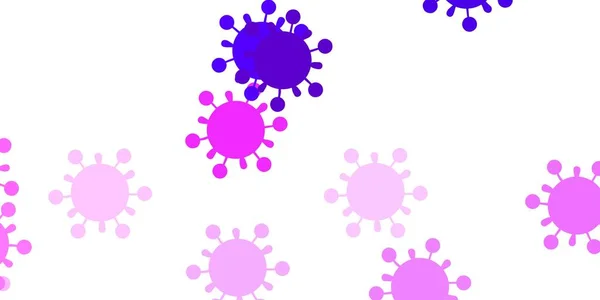 Viola Chiaro Sfondo Vettoriale Rosa Con Simboli Del Virus Illustrazione — Vettoriale Stock