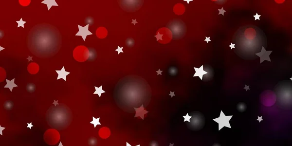 Světle Růžová Červený Vektorový Obrazec Kruhy Hvězdy Abstraktní Ilustrace Barevnými — Stockový vektor