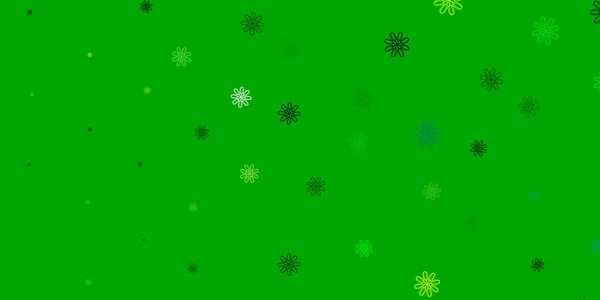 Ljusgrön Gul Vektor Naturlig Bakgrund Med Blommor Enkel Färgad Illustration — Stock vektor
