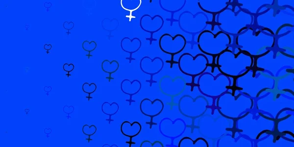 Light Pink Blue Vector Background Woman Symbols Colorful Feminism Symbols — Stock Vector