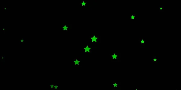 Fondo Vectorial Verde Oscuro Con Estrellas Pequeñas Grandes — Vector de stock