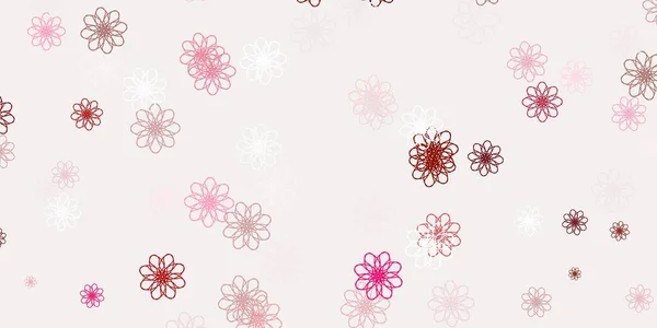 Modèle Gribouillage Vectoriel Rose Clair Rouge Avec Des Fleurs Illustration — Image vectorielle