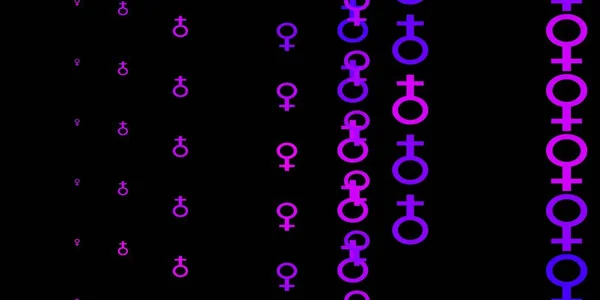 Темно Фиолетовый Розовый Векторный Узор Элементами Феминизма Красочные Символы Феминизма — стоковый вектор