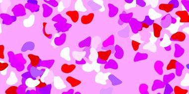 Açık mavi, Memphis şekilli kırmızı vektör dokusu. Soyut tarzda renkli şekilli bir illüstrasyon. Duvar kağıdı seti için zarif tasarım.