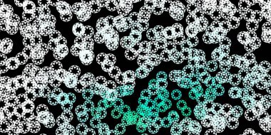 Diskleri olan koyu yeşil vektör dokusu. Renkli damlaları olan soyut parlak bir illüstrasyon. Posterler, afişler için tasarım.