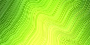 Açık yeşil, eğri çizgileri olan sarı vektör arkaplan. Bükülmüş çizgileri olan yepyeni renkli bir çizim. İş broşürleri, broşürler için desen