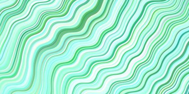 Açık yeşil arkaplan ve eğri çizgiler. Çağdaş gradyan soyut çizgileri olan çizimler. Tasarımınız için renkli dalga deseni.