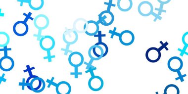 Kadın hakları sembollü hafif BLUE vektör dokusu. Kadın gücünün resmedildiği soyut bir çizim. Uluslararası Kadınlar Günü için Tasarım