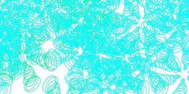 Bükülmüş çizgileri olan açık yeşil vektör arka planı. Eğri çizgileri olan renkli çizimler. Posterleriniz ve afişleriniz için en iyi tasarım.