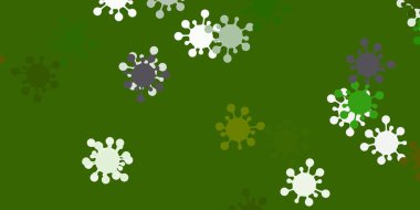 Covid-19 sembollü açık yeşil vektör arkaplanı. Biyolojik değişim şekilli soyut çizimler. Karantina olayları için en iyi tasarım.