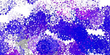 Açık mavi, güzel kar taneleri olan kırmızı vektör düzeni. Buz ve karlı akıllı geometrik soyut çizim. Yeni yıl arkaplanı.