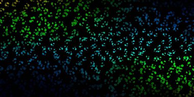 Koyu mavi, sarı vektör arkaplan ve kaotik şekiller. Basit bir şekilde gradyan olan renkli soyut biçimler. Web siteniz için basit illüstrasyon.