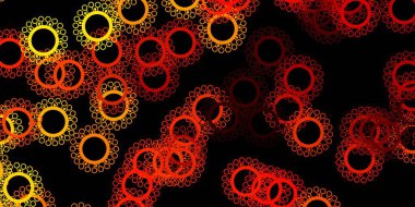 Hastalık sembollü koyu turuncu vektör dokusu. Değişik tıbbi şekillere sahip renkli soyut çizimler. Sağlık korunması için duvar kağıdı.