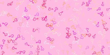 İş kadını işaretleriyle açık pembe vektör şablonu. Kadınların güç ve güç göstergelerini gösteren bir ilüzyon. Uluslararası Kadınlar Günü için Tasarım