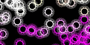 Koyu pembe, üzerinde grip belirtileri olan sarı bir şablon. Basit ve soyut bir şekilde renkli hastalık sembolleri. Biyolojik tehlike uyarısı için tasarım.