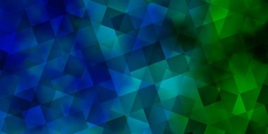 Açık mavi, üçgenli yeşil vektör arkaplan, dikdörtgenler. Kareler ve çizgilerle soyut çizimler. Reklamlar için desen.