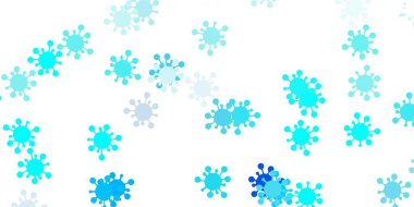 Koronavirüs elementli açık mavi vektör deseni. Basit ve soyut bir şekilde renkli hastalık sembolleri. Karantina olayları için en iyi tasarım.