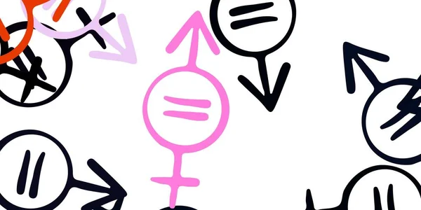 Világos Rózsaszín Sárga Vektor Minta Feminista Elemekkel Illusztráció Nők Erejének — Stock Vector