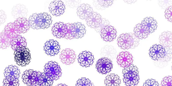 Світло Фіолетовий Рожевий Векторний Шаблон Каракулі Квітами Проста Кольорова Ілюстрація — стоковий вектор