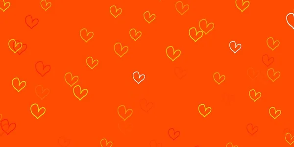 Plantilla Vectorial Naranja Claro Con Corazones Garabato Corazones Sobre Fondo — Archivo Imágenes Vectoriales