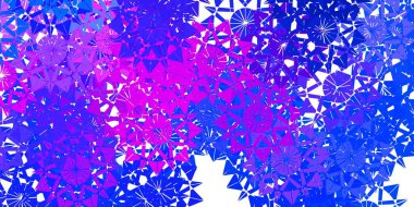 Açık mavi, güzel kar taneleri olan kırmızı vektör düzeni. Kar taneleriyle soyut renkli çizimler. Yeni Yıl Broşürü Deseni.