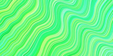 Açık mavi, eğri çizgileri olan yeşil vektör arkaplan. Renkli çizgilerle dairesel çizimler. Broşürler, broşürler için desen.