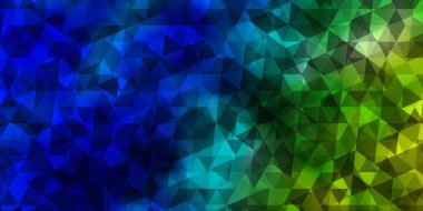 Açık mavi, çokgen şekilli yeşil vektör deseni. Renkli üçgenlerin olduğu bir resim. Terfileriniz için tasarım.