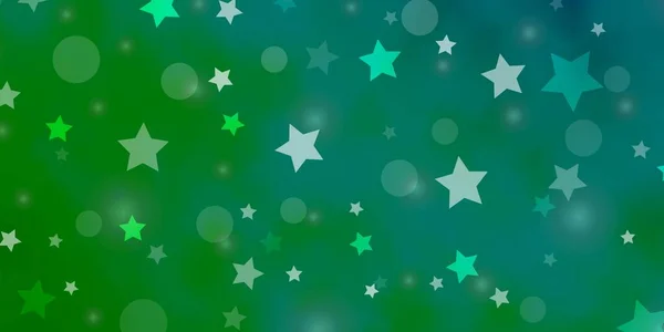 Ljusblå Grön Vektor Bakgrund Med Cirklar Stjärnor — Stock vektor