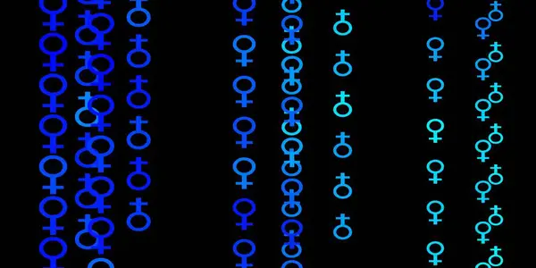 Fond Vectoriel Bleu Foncé Avec Des Symboles Femme Illustration Colorée — Image vectorielle