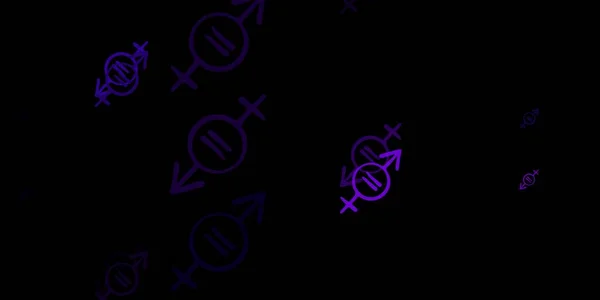 Dark Purple Pink Vector Texture Women Rights Symbols Illustration Signs — Stock Vector