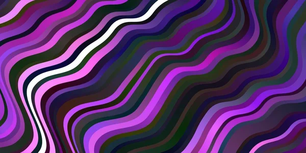 Темно Фиолетовый Векторный Фон Кривыми Красочная Иллюстрация Круговом Стиле Линиями — стоковый вектор
